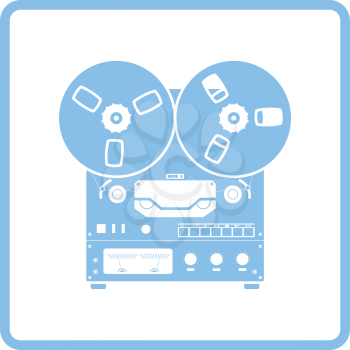 Reel tape recorder icon. Blue frame design. Vector illustration.