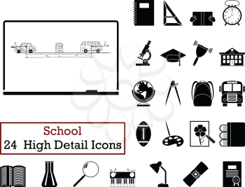 Set of 24  Education Icons. Monochrome color design. Vector illustration.