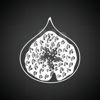 Icon of Fig fruit. Black background with white. Vector illustration.