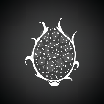 Icon of Dragon fruit. Black background with white. Vector illustration.