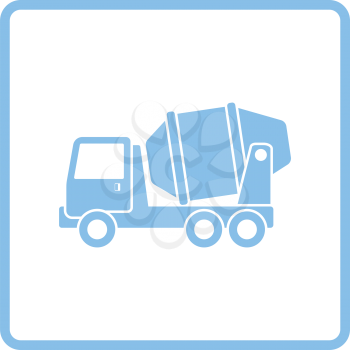 Icon of Concrete mixer truck . Blue frame design. Vector illustration.