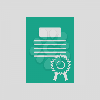 Diploma icon. Gray background with green. Vector illustration.
