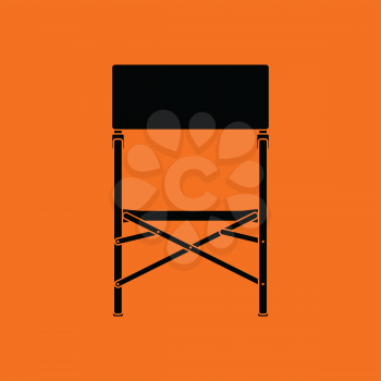 Icon of Fishing folding chair. Orange background with black. Vector illustration.