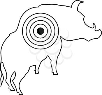 Icon of boar silhouette with target . Thin line design. Vector illustration.
