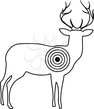 Icon of deer silhouette with target . Thin line design. Vector illustration.