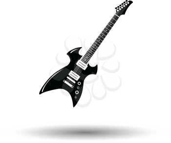 Electric guitar icon. White background with shadow design. Vector illustration.