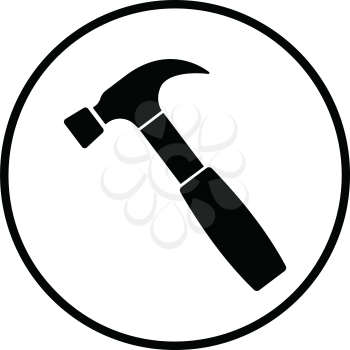 Hammer icon. Thin circle design. Vector illustration.