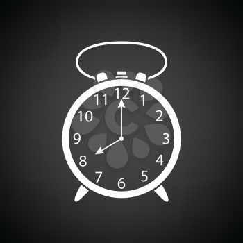 Alarm clock icon. Black background with white. Vector illustration.