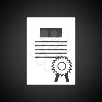 Diploma icon. Black background with white. Vector illustration.