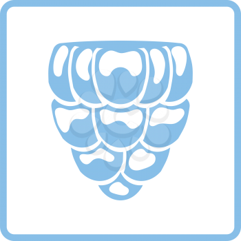 Icon of Raspberry. Blue frame design. Vector illustration.