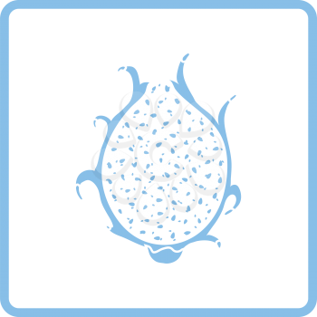 Icon of Dragon fruit. Blue frame design. Vector illustration.