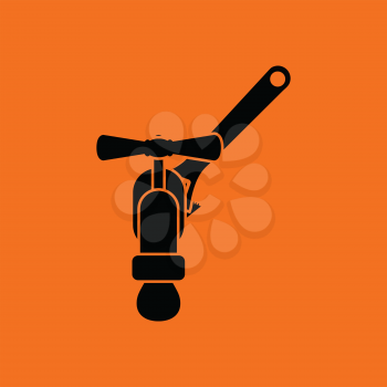 Icon of wrench and faucet. Orange background with black. Vector illustration.