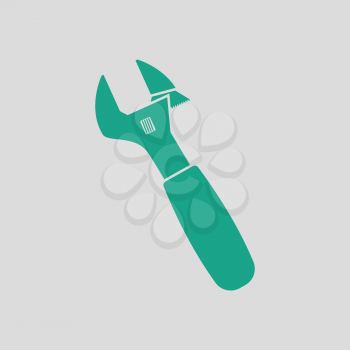 Adjustable wrench  icon. Gray background with green. Vector illustration.