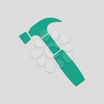 Hammer icon. Gray background with green. Vector illustration.