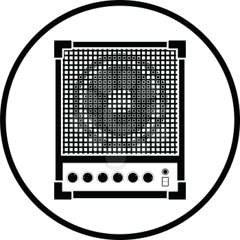 Audio monitor icon. Thin circle design. Vector illustration.