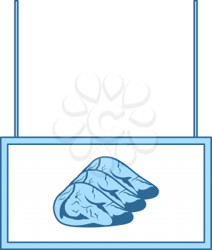 Meat Market Department Icon. Thin Line With Blue Fill Design. Vector Illustration.