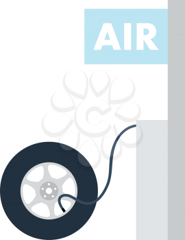 Wheels pump station icon. Flat color design. Vector illustration.