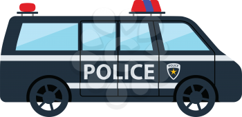 Police van icon. Flat color design. Vector illustration.