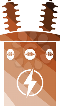 Electric transformer icon. Flat color design. Vector illustration.