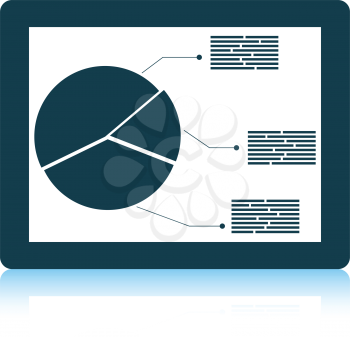 Tablet with analytics diagram icon. Shadow reflection design. Vector illustration.