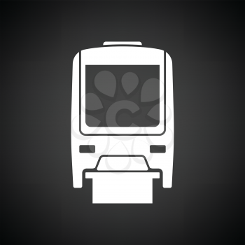 Monorail  icon front view. Black background with white. Vector illustration.