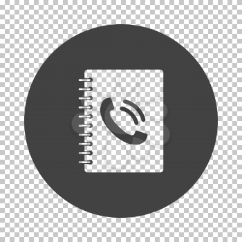 Phone book icon. Subtract stencil design on tranparency grid. Vector illustration.