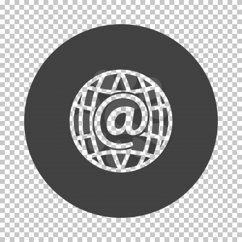 Global e-mail icon. Subtract stencil design on tranparency grid. Vector illustration.