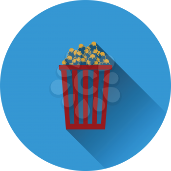 Cinema popcorn icon on gray background, round shadow. Vector illustration.