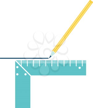 Pencil line with scale icon. Flat color design. Vector illustration.