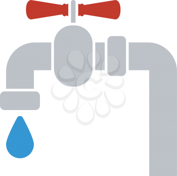 Icon of Pipe with valve. Flat design. Vector illustration.