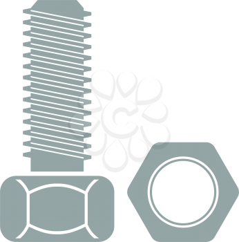 Icon of bolt and nut. Flat design. Vector illustration.