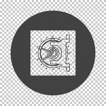 Safe icon. Subtract stencil design on tranparency grid. Vector illustration.