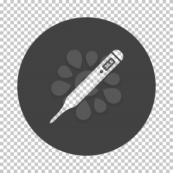 Medical thermometer icon. Subtract stencil design on tranparency grid. Vector illustration.