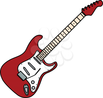 Electric guitar icon. Flat color design. Vector illustration.