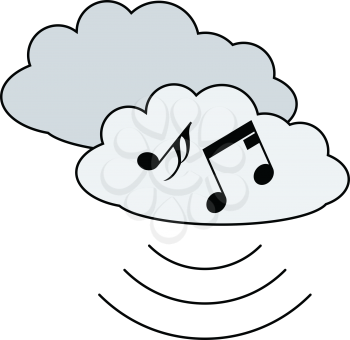 Music cloud icon. Flat color design. Vector illustration.