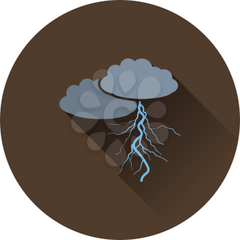 Clouds and lightning icon. Flat color design. Vector illustration.