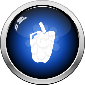 Pepper icon. Glossy Button Design. Vector Illustration.