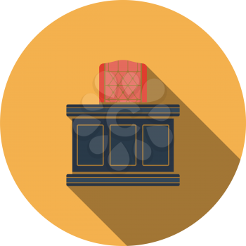 Judge table icon. Flat Design Circle With Long Shadow. Vector Illustration.