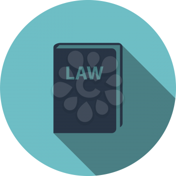 Law book icon. Flat Design Circle With Long Shadow. Vector Illustration.
