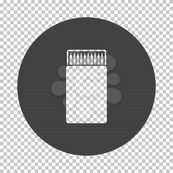 Pencil box icon. Subtract stencil design on tranparency grid. Vector illustration.