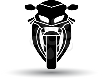 Motorcycle icon front view. Black on White Background With Shadow. Vector Illustration.
