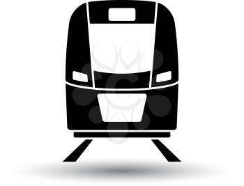 Train icon front view. Black on White Background With Shadow. Vector Illustration.