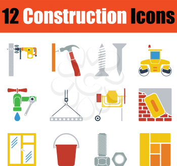 Construction icon set. Stencil color design. Vector illustration.