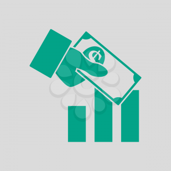 Investment Icon. Green on Gray Background. Vector Illustration.