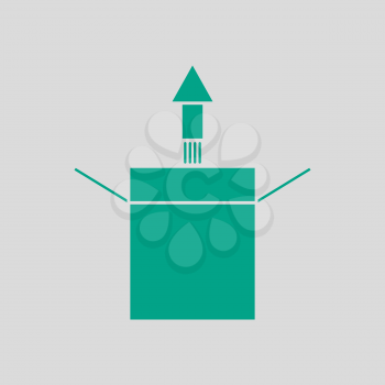 Product Release Icon. Green on Gray Background. Vector Illustration.
