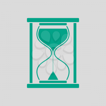 Hourglass Icon. Green on Gray Background. Vector Illustration.