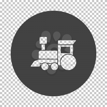 Train toy icon. Subtract stencil design on tranparency grid. Vector illustration.