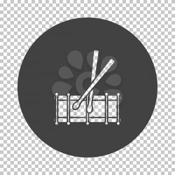 Drum toy icon. Subtract stencil design on tranparency grid. Vector illustration.