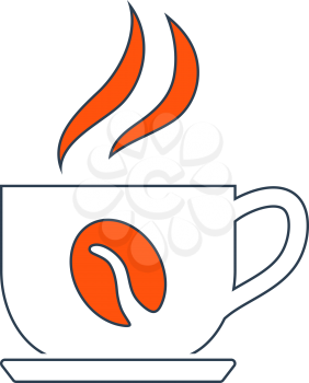 Icon Of Coffee Cup. Thin Line With Red Fill Design. Vector Illustration.
