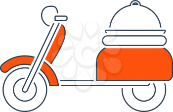 Icon Of Delivering Motorcycle. Thin Line With Red Fill Design. Vector Illustration.